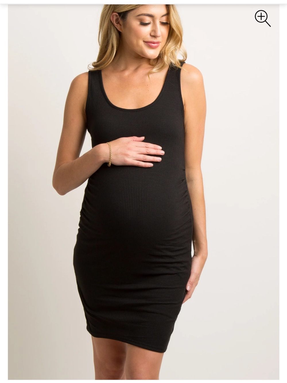 Large Ribbed Maternity Tank Summer Dress - Time and Tru Black